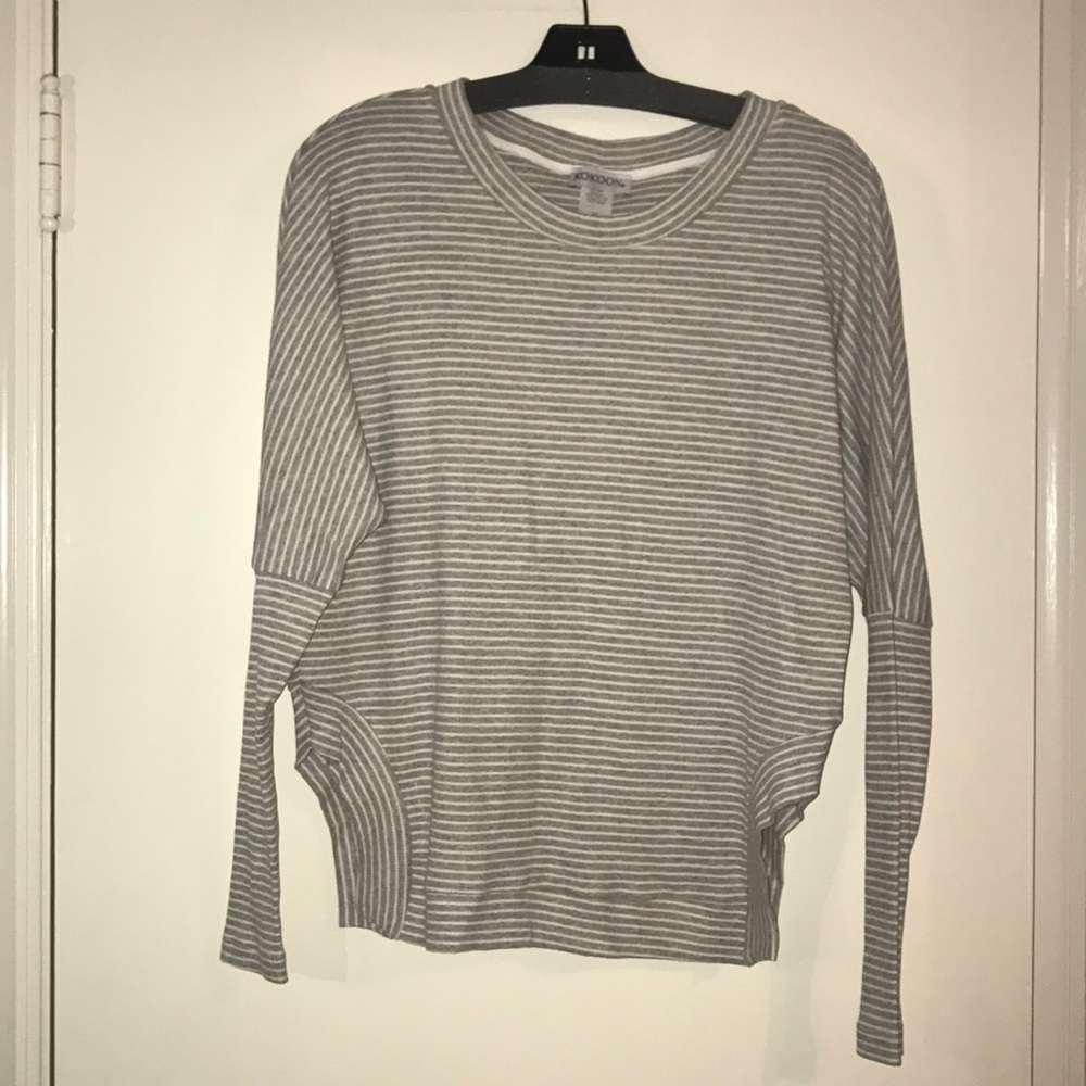 Grey and white striped light sweater